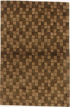 Indian Nepal Green Rectangle 4x6 ft Wool Carpet 17648