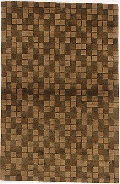 Indian Nepal Green Rectangle 4x6 ft Wool Carpet 17648