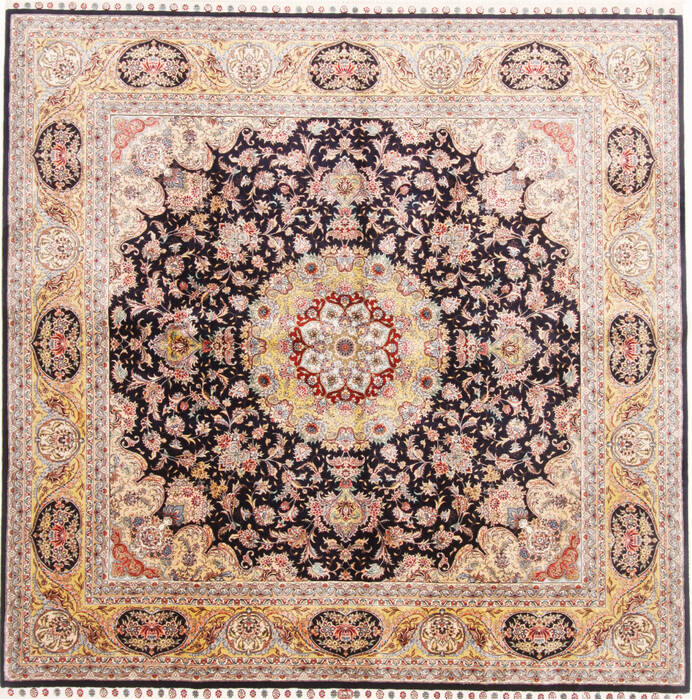 Tabriz Blue Square Hand Knotted 60 X 61  Area Rug 250-17663 Image 0