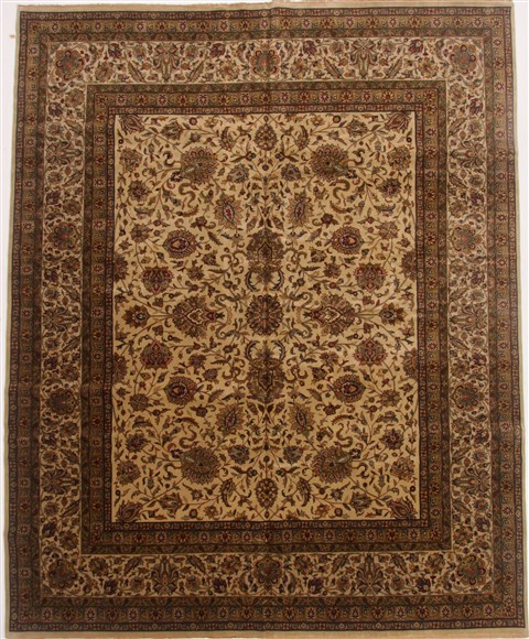 Kashan Beige Hand Knotted 120 X 1410  Area Rug 250-17676 Image 0