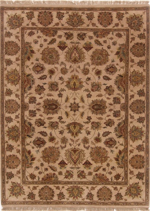 Agra Beige Hand Knotted 52 X 70 Area Rug 250-17726 Image 0
