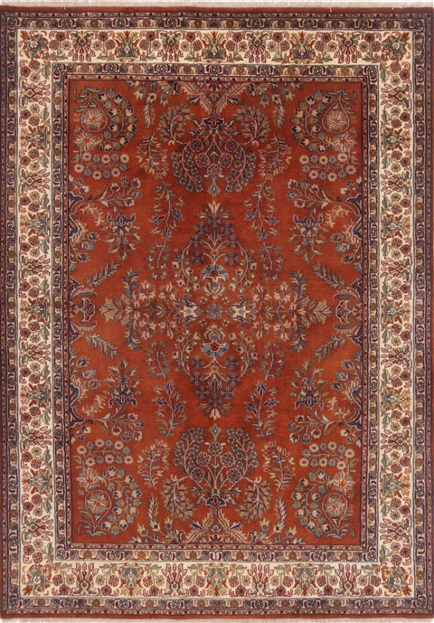 Tabriz Beige Hand Knotted 51 X 72 Area Rug 250-17729 Image 0