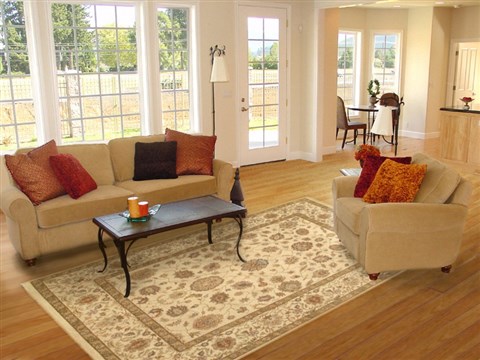 Pishavar Beige Hand Knotted 82 X 100 Area Rug 300-17733 Image 4