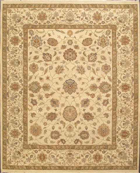 Pishavar Beige Hand Knotted 82 X 100 Area Rug 300-17733 Image 0