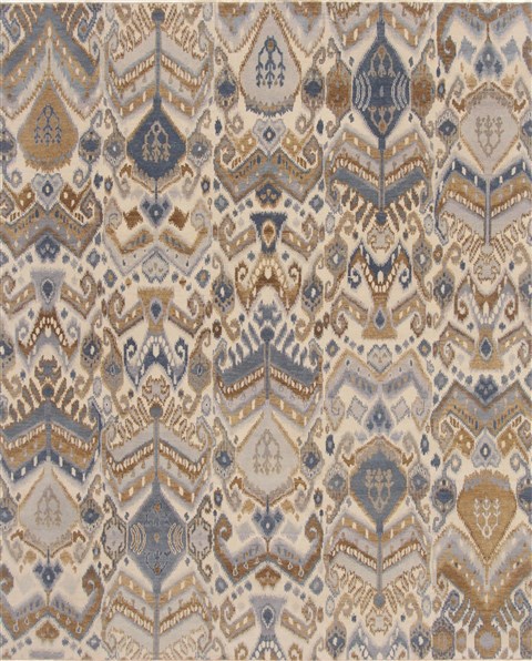 Modern Beige Hand Knotted 711 X 911 Area Rug 250-17741 Image 0