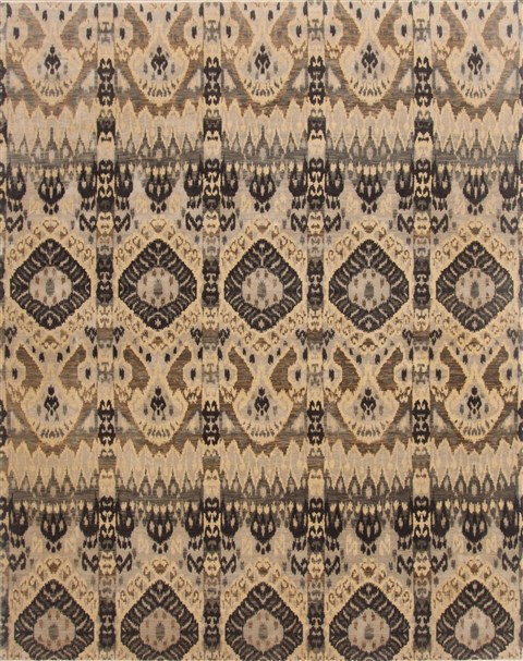 Modern Multicolor Hand Knotted 80 X 103 Area Rug 250-17742 Image 0