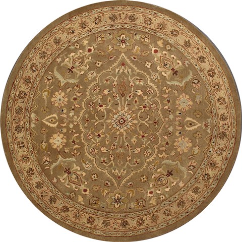 Pishavar Brown Round Hand Tufted 80 X 80  Area Rug 300-17756 Image 0