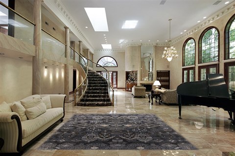 Modern Blue Hand Knotted 80 X 102 Area Rug 250-17767 Image 1