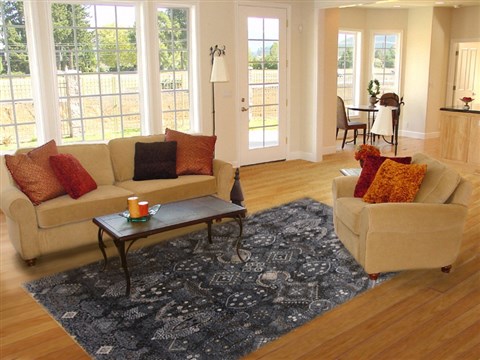 Modern Blue Hand Knotted 80 X 102 Area Rug 250-17767 Image 4