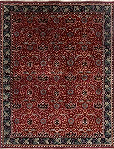 Indian Tabriz Red Rectangle 9x12 ft Wool Carpet 17772