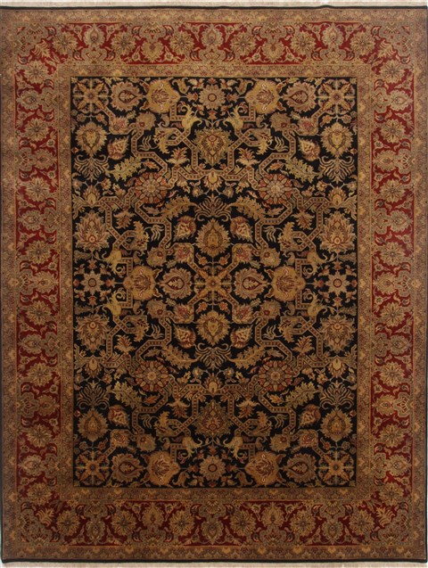 Agra Black Hand Knotted 91 X 121 Area Rug 250-17775 Image 0