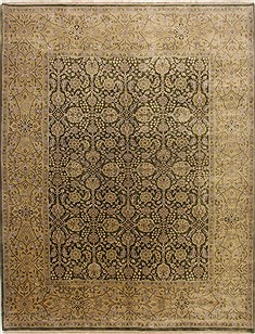 Indian Haji Jalili Green Rectangle 9x12 ft Wool Carpet 17776