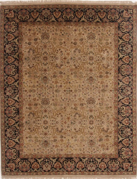 Agra Beige Hand Knotted 92 X 123 Area Rug 250-17777 Image 0
