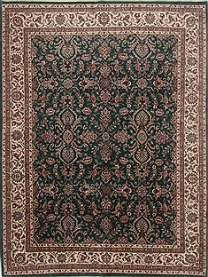Indian Kashan Green Rectangle 9x12 ft Wool Carpet 17780
