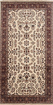 Kashan Beige Hand Knotted 6'0" X 11'7"  Area Rug 250-17784