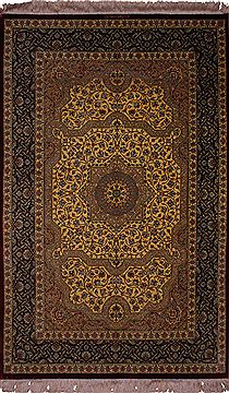 Persian Qum Yellow Rectangle 3x5 ft Silk Carpet 17794