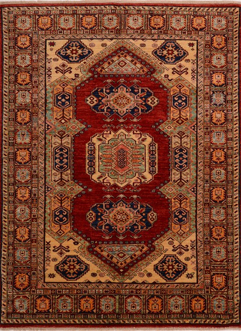 Kazak Beige Hand Knotted 410 X 65  Area Rug 100-17801 Image 0