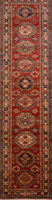 Kazak Red Runner Hand Knotted 28 X 105  Area Rug 100-17813 Image 0