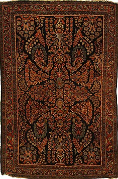 Persian sarouk Blue Rectangle 3x5 ft Wool Carpet 17820