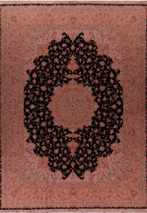 Tabriz Black Hand Knotted 98 X 133 Area Rug 400-17830 Image 0