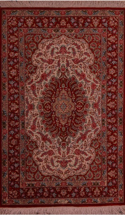 Qum Red Hand Knotted 28 X 42  Area Rug 400-17832 Image 0