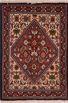 Persian Bidjar Red Rectangle 1x2 ft Wool Carpet 17834
