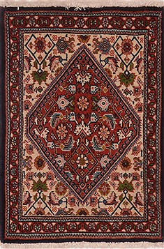 Bidjar Red Hand Knotted 1'4" X 2'0"  Area Rug 100-17834