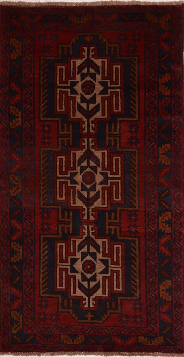 Baluch Red Hand Knotted 36 X 66  Area Rug 100-17854 Image 0