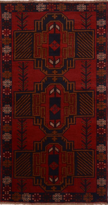 Baluch Red Hand Knotted 36 X 66  Area Rug 100-17871 Image 0