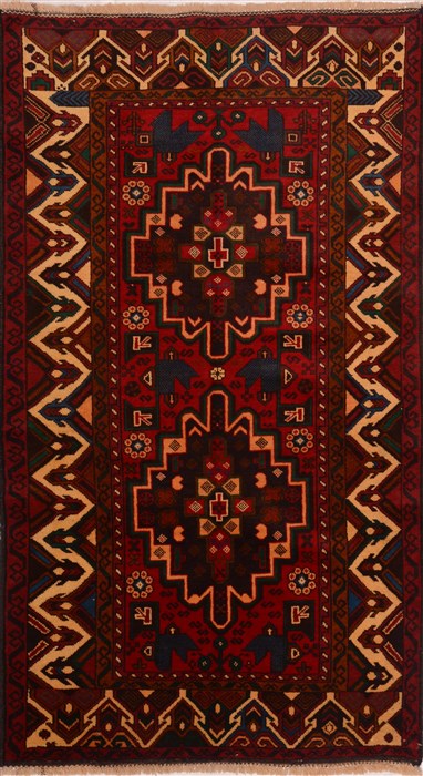 Baluch Red Hand Knotted 35 X 61  Area Rug 100-17875 Image 0