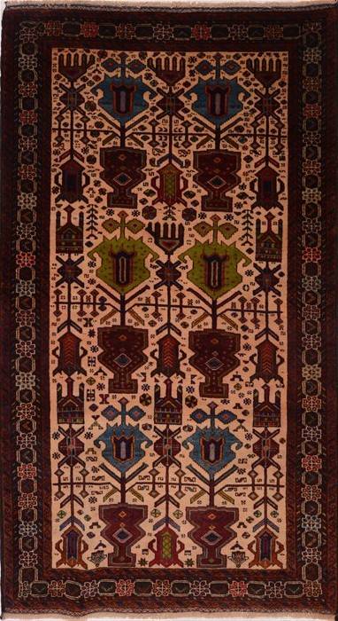 Baluch Beige Hand Knotted 39 X 65 Area Rug 100-17889 Image 0