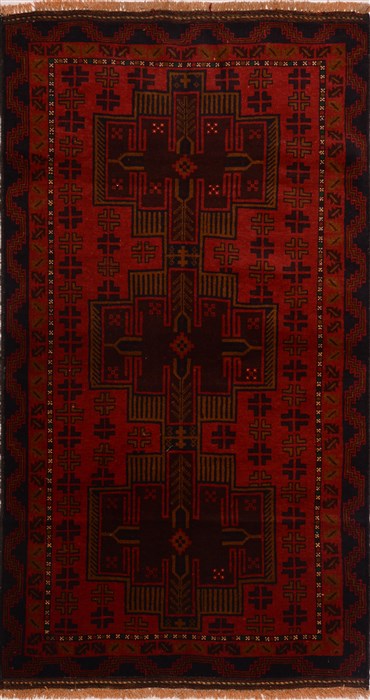 Baluch Red Hand Knotted 37 X 67  Area Rug 100-17893 Image 0