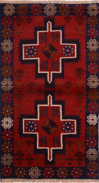 Baluch Red Hand Knotted 26 X 46  Area Rug 100-17900 Image 0