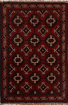 Afghan Baluch Red Rectangle 3x4 ft Wool Carpet 17901