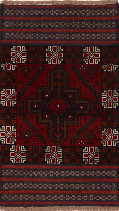 Baluch Red Hand Knotted 27 X 47 Area Rug 100-17915 Image 0