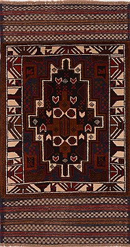 Baluch Red Hand Knotted 2'8" X 4'10"  Area Rug 100-17916