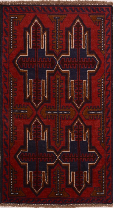 Baluch Red Hand Knotted 27 X 47 Area Rug 100-17925 Image 0