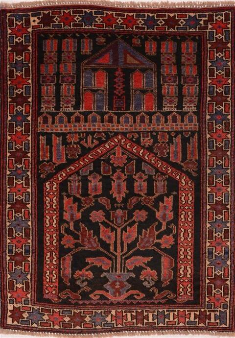 Baluch Black Hand Knotted 29 X 39  Area Rug 100-17957 Image 0