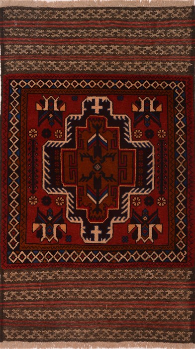 Baluch Red Hand Knotted 28 X 46  Area Rug 100-17982 Image 0