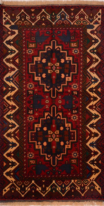 Baluch Red Hand Knotted 36 X 64  Area Rug 100-18006 Image 0