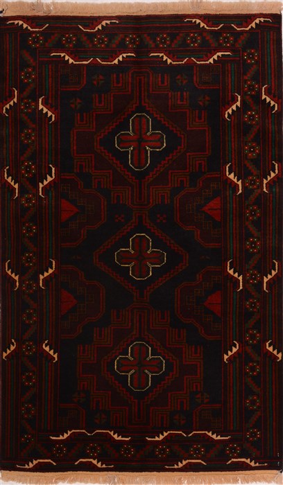 Baluch Black Hand Knotted 34 X 55 Area Rug 100-18007 Image 0