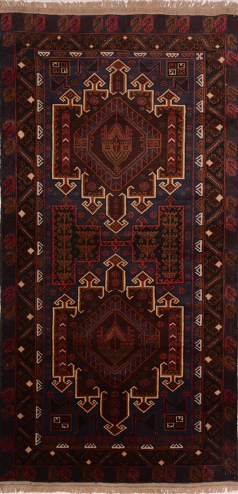 Baluch Blue Hand Knotted 35 X 65  Area Rug 100-18008 Image 0
