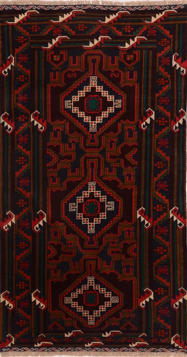 Baluch Blue Hand Knotted 35 X 59  Area Rug 100-18009 Image 0