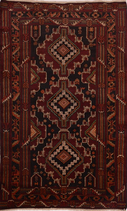 Baluch Red Hand Knotted 38 X 59 Area Rug 100-18013 Image 0