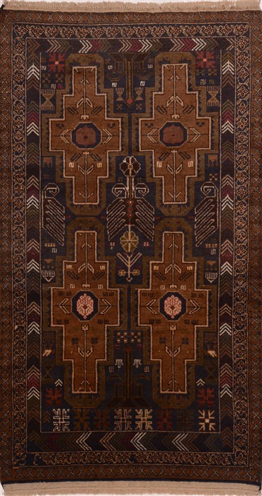 Baluch Brown Hand Knotted 37 X 63  Area Rug 100-18015 Image 0