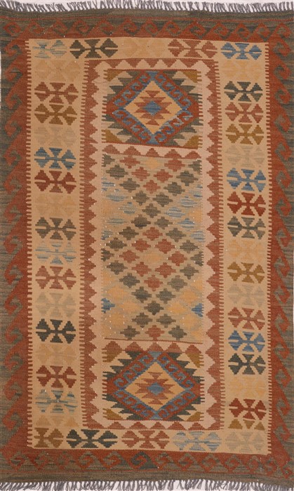 Kilim Beige Hand Knotted 33 X 54 Area Rug 100-18023 Image 0