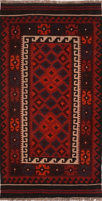 Kilim Red Hand Knotted 33 X 63  Area Rug 100-18028 Image 0