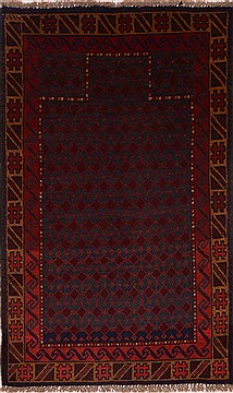 Afghan Baluch Blue Rectangle 3x4 ft Wool Carpet 18034