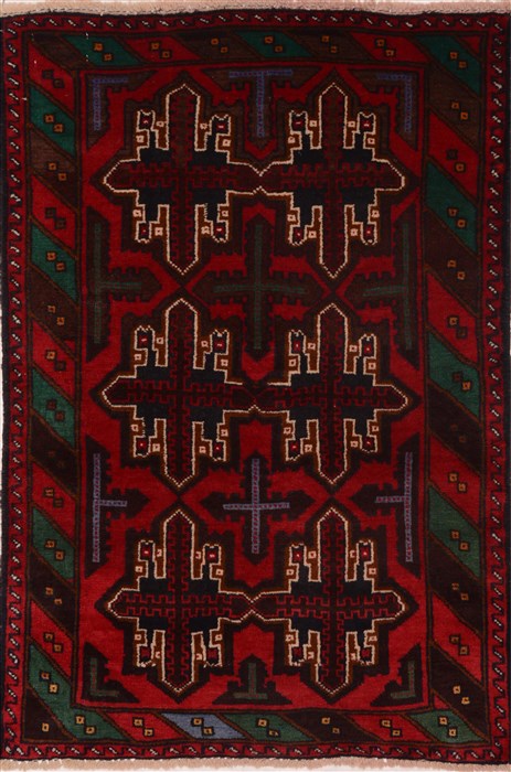 Baluch Red Hand Knotted 29 X 42  Area Rug 100-18041 Image 0