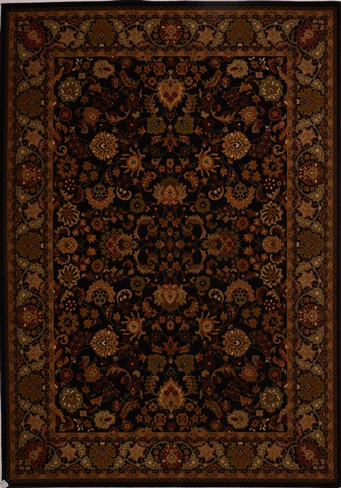 Turkish Kashan Black Rectangle 8x11 ft synthetic Carpet 18084 | SKU 18084